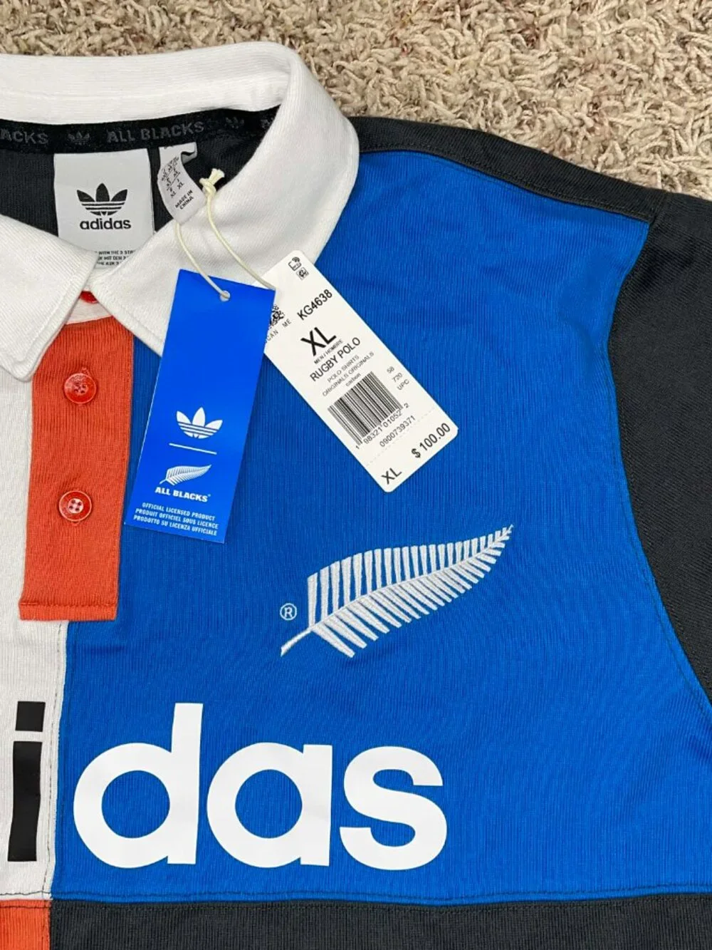 Adidas Originals & All Blacks Men’s Heritage Rugby Polo Shirt, Size XL (New)